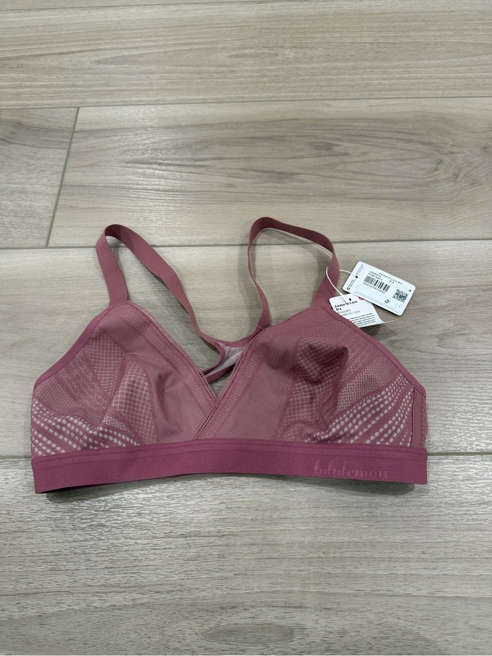 NWT Lululemon Awake To Lace Racerback Bra Plumful/Smoky Blush Size 34B